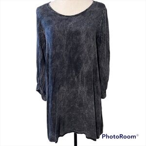J&M clothing company small black dark gray stonewash keyhole dress long sleeve